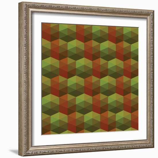 Seamless Texture of Triangles. Illusion Hexagon-Little_cuckoo-Framed Art Print