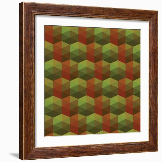 Seamless Texture of Triangles. Illusion Hexagon-Little_cuckoo-Framed Art Print