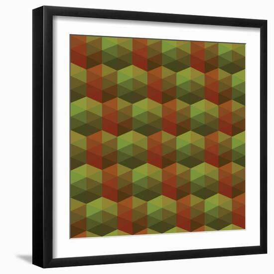 Seamless Texture of Triangles. Illusion Hexagon-Little_cuckoo-Framed Art Print