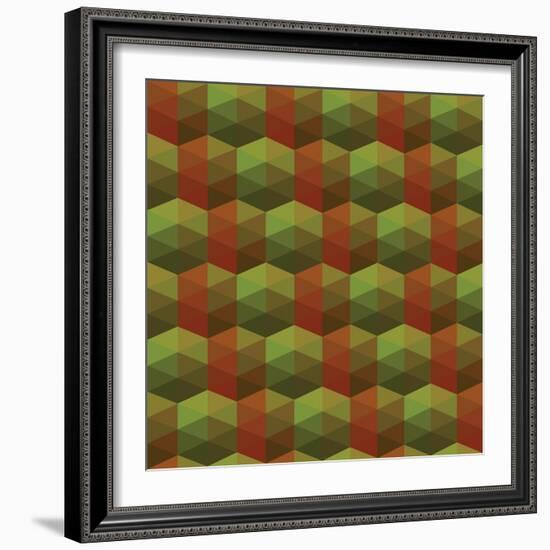 Seamless Texture of Triangles. Illusion Hexagon-Little_cuckoo-Framed Art Print