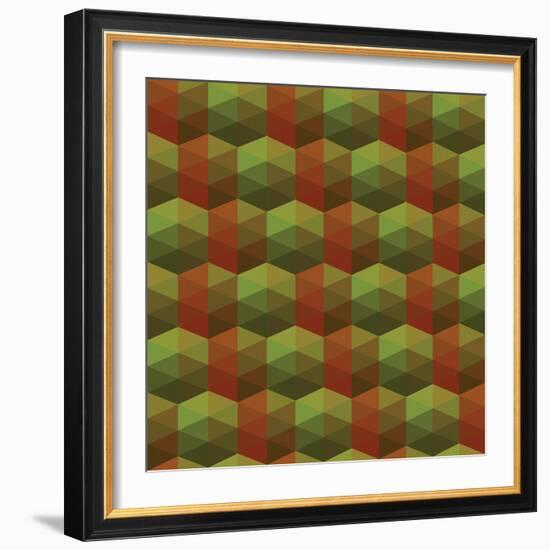 Seamless Texture of Triangles. Illusion Hexagon-Little_cuckoo-Framed Art Print