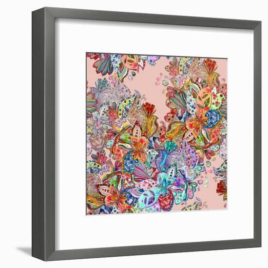 Seamless Texture with Colorful Crazy Mix. Watercolor Painting-Oksana Alekseeva-Framed Art Print