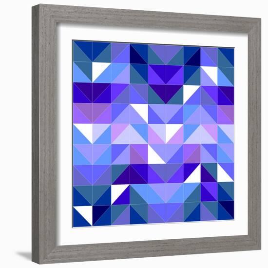 Seamless Vector Blue Pattern, Texture or Flat Surface Triangle Mosaic Background.-IngaLinder-Framed Art Print