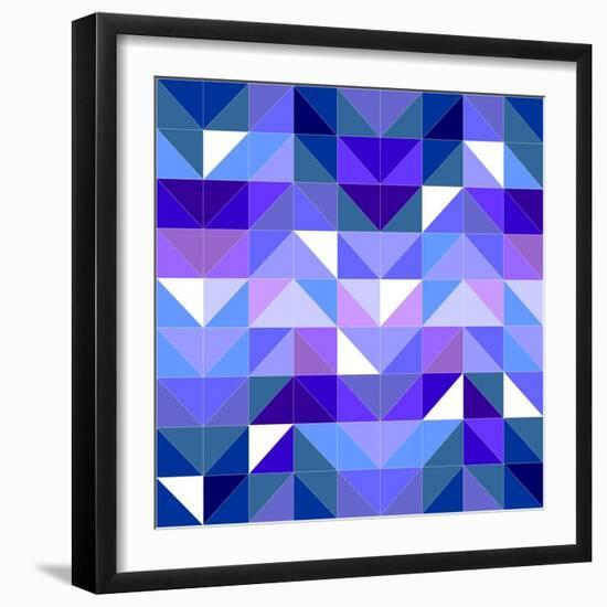 Seamless Vector Blue Pattern, Texture or Flat Surface Triangle Mosaic Background.-IngaLinder-Framed Art Print