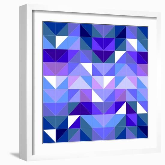 Seamless Vector Blue Pattern, Texture or Flat Surface Triangle Mosaic Background.-IngaLinder-Framed Art Print