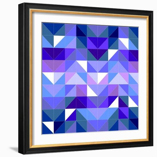 Seamless Vector Blue Pattern, Texture or Flat Surface Triangle Mosaic Background.-IngaLinder-Framed Art Print