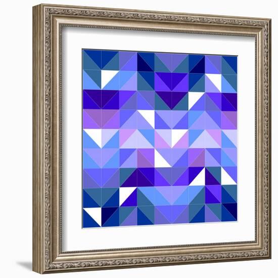 Seamless Vector Blue Pattern, Texture or Flat Surface Triangle Mosaic Background.-IngaLinder-Framed Art Print