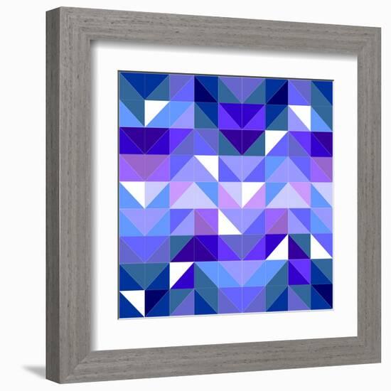 Seamless Vector Blue Pattern, Texture or Flat Surface Triangle Mosaic Background.-IngaLinder-Framed Art Print