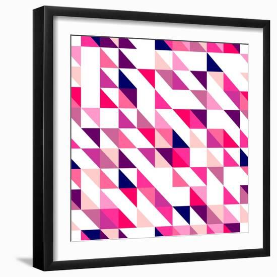 Seamless Vector Pink, Violet and White Pattern, Texture or Background. Colorful Geometric Mosaic.-IngaLinder-Framed Art Print