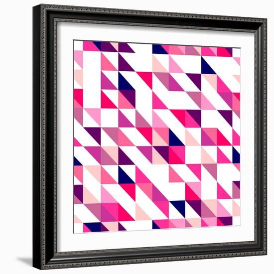 Seamless Vector Pink, Violet and White Pattern, Texture or Background. Colorful Geometric Mosaic.-IngaLinder-Framed Art Print