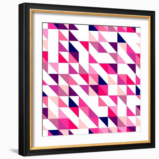 Seamless Vector Pink, Violet and White Pattern, Texture or Background. Colorful Geometric Mosaic.-IngaLinder-Framed Art Print