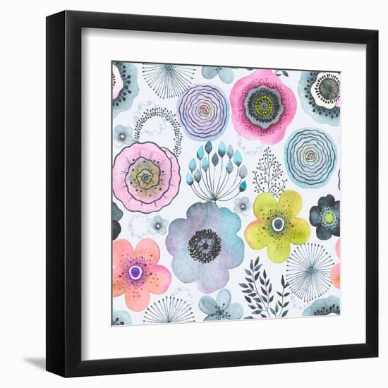 Seamless Watercolor Abstraction Floral Pattern in Vintage Style.-Nikiparonak-Framed Art Print