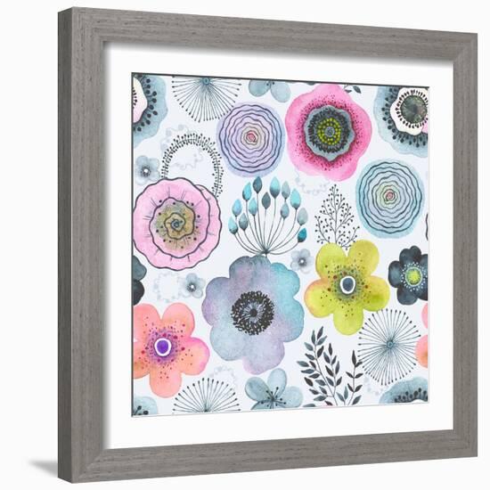 Seamless Watercolor Abstraction Floral Pattern in Vintage Style.-Nikiparonak-Framed Art Print