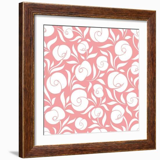 Seamless White Floral Pattern on Pink. Vector Illustration.-Naddiya-Framed Art Print