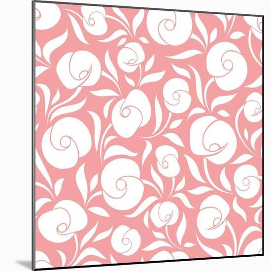 Seamless White Floral Pattern on Pink. Vector Illustration.-Naddiya-Mounted Art Print