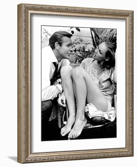 Sean Connery and Ursula Andress Take a Breather During Production of Dr No, 1962-null-Framed Photo