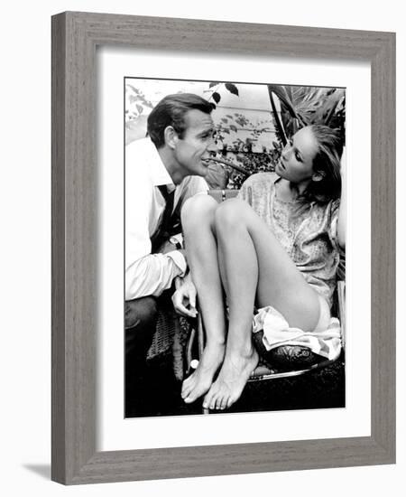 Sean Connery and Ursula Andress Take a Breather During Production of Dr No, 1962-null-Framed Photo