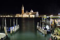 The Island and Church of San Georgio Maggiore at Night with a Boat Dock in the Foreground, Venice-Sean Cooper-Framed Photographic Print