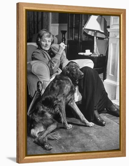 Sean Macbride's Mother, Maud Gonne Macbride, Sitting at Home with Her Dog-Tony Linck-Framed Premier Image Canvas