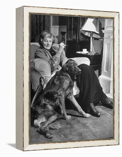 Sean Macbride's Mother, Maud Gonne Macbride, Sitting at Home with Her Dog-Tony Linck-Framed Premier Image Canvas