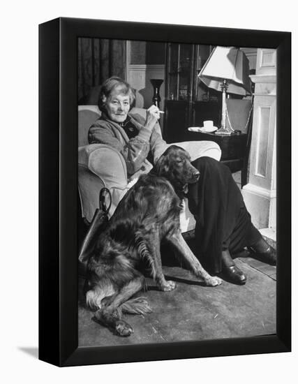 Sean Macbride's Mother, Maud Gonne Macbride, Sitting at Home with Her Dog-Tony Linck-Framed Premier Image Canvas