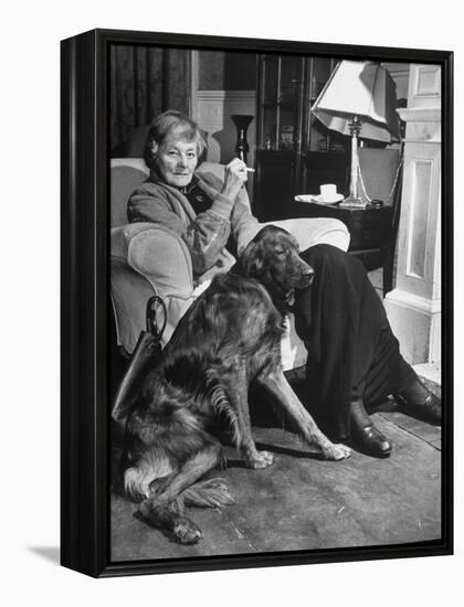 Sean Macbride's Mother, Maud Gonne Macbride, Sitting at Home with Her Dog-Tony Linck-Framed Premier Image Canvas