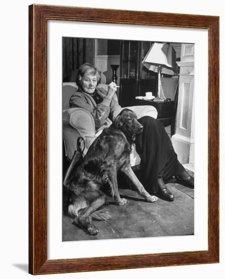 Sean Macbride's Mother, Maud Gonne Macbride, Sitting at Home with Her Dog-Tony Linck-Framed Premium Photographic Print