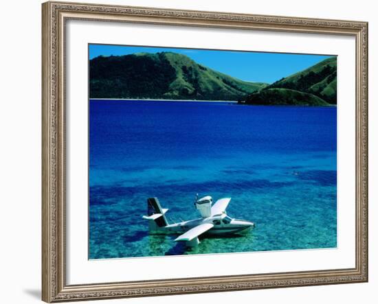 Seaplane in Water Between Yasawa and Sawa-I-Lau Islands, Fiji-Mark Daffey-Framed Photographic Print