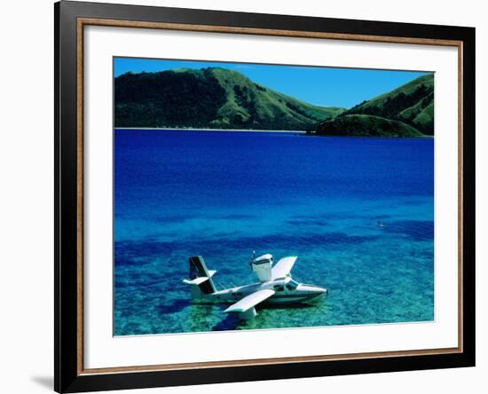 Seaplane in Water Between Yasawa and Sawa-I-Lau Islands, Fiji-Mark Daffey-Framed Photographic Print