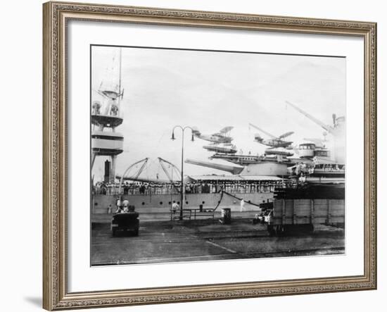 Seaplanes on Board a Us Navy Warship, Navy Yard, Balboa, Panama, 1931-null-Framed Photographic Print