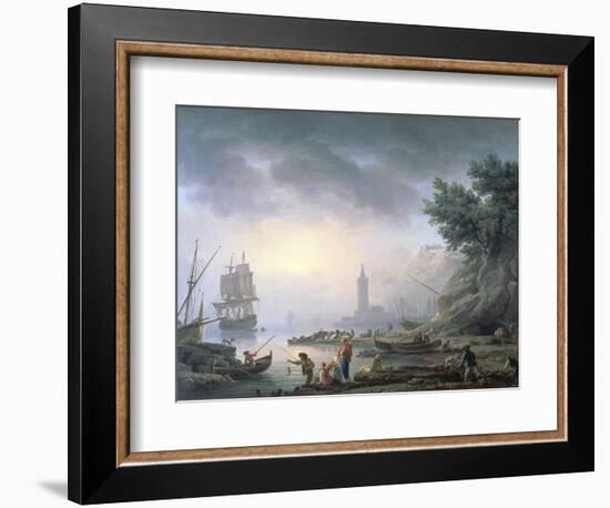 Seaport at Dawn, 1751-Claude Joseph Vernet-Framed Giclee Print