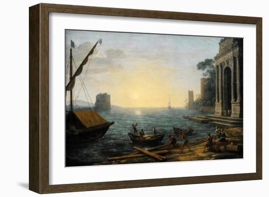 Seaport at Sunrise, 1674-Claude Lorraine-Framed Giclee Print