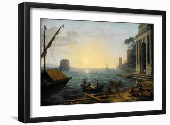 Seaport at Sunrise, 1674-Claude Lorraine-Framed Giclee Print