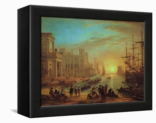 Seaport at Sunset, 1639-Claude Lorraine-Framed Premier Image Canvas