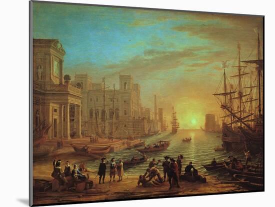 Seaport at Sunset, 1639-Claude Lorraine-Mounted Giclee Print