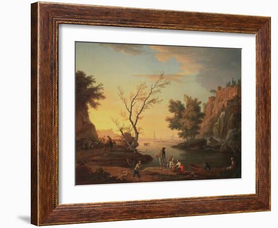 Seaport at Sunset, 1751-Claude Joseph Vernet-Framed Giclee Print