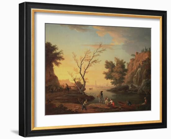Seaport at Sunset, 1751-Claude Joseph Vernet-Framed Giclee Print