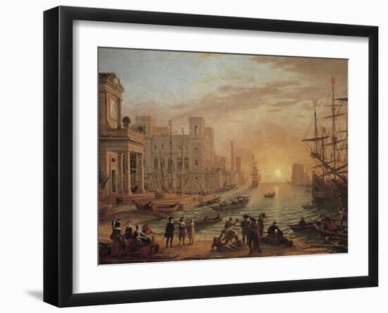 Seaport at Sunset-Claude Lorraine-Framed Art Print