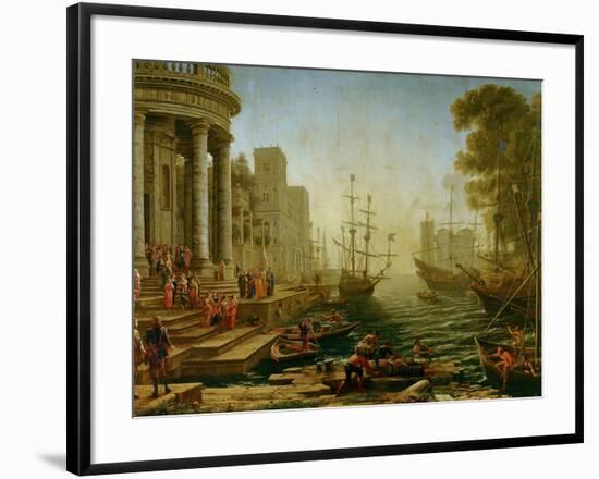 Seaport with the embarkation of Saint Ursula, 1614-Claude Lorrain-Framed Giclee Print