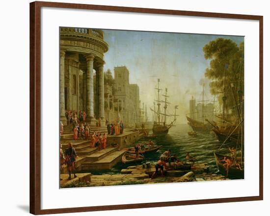 Seaport with the embarkation of Saint Ursula, 1614-Claude Lorrain-Framed Giclee Print