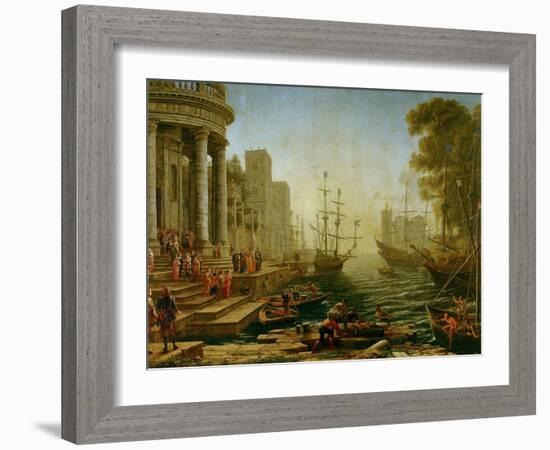 Seaport with the embarkation of Saint Ursula, 1614-Claude Lorrain-Framed Giclee Print