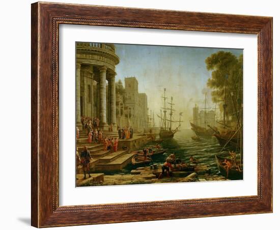 Seaport with the embarkation of Saint Ursula, 1614-Claude Lorrain-Framed Giclee Print