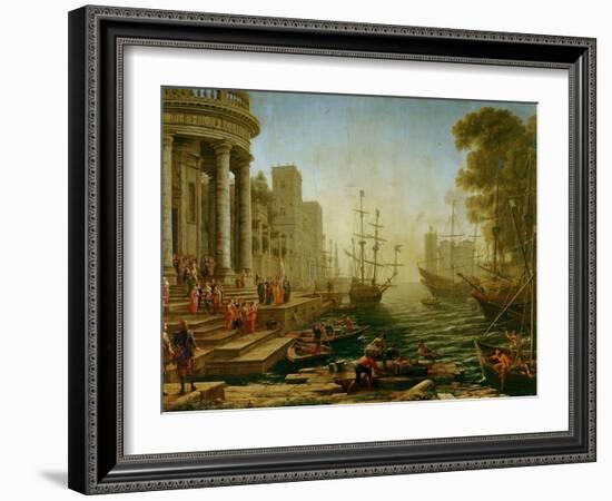 Seaport with the embarkation of Saint Ursula, 1614-Claude Lorrain-Framed Giclee Print