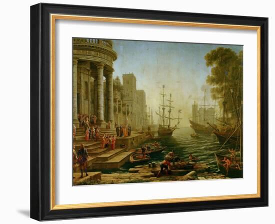 Seaport with the embarkation of Saint Ursula, 1614-Claude Lorrain-Framed Giclee Print