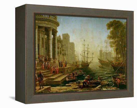 Seaport with the embarkation of Saint Ursula, 1614-Claude Lorrain-Framed Premier Image Canvas