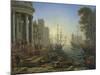 Seaport with the Embarkation of Saint Ursula, 1641-Claude Lorraine-Mounted Giclee Print