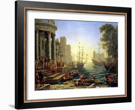 Seaport with the Embarkation of St. Ursula-Claude Lorraine-Framed Giclee Print