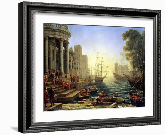 Seaport with the Embarkation of St. Ursula-Claude Lorraine-Framed Giclee Print