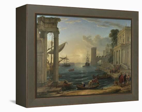 Seaport with the Embarkation of the Queen of Sheba, 1648-Claude Lorraine-Framed Premier Image Canvas