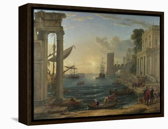 Seaport with the Embarkation of the Queen of Sheba, 1648-Claude Lorraine-Framed Premier Image Canvas